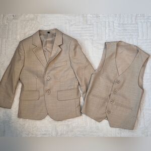 Classic Beige Two-Piece Boys' Suit Jacket & Vest